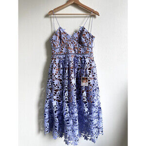Self-Portrait women's Lace Crochet Dress Women’s US 2 midi Lilac PURPLE